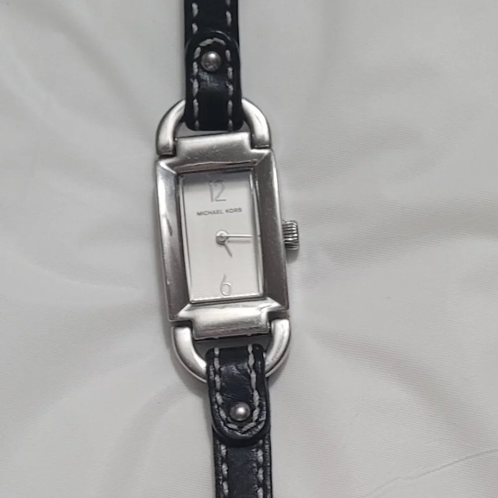 Silver Watch Michael Kors Black Band Ladies Vintage